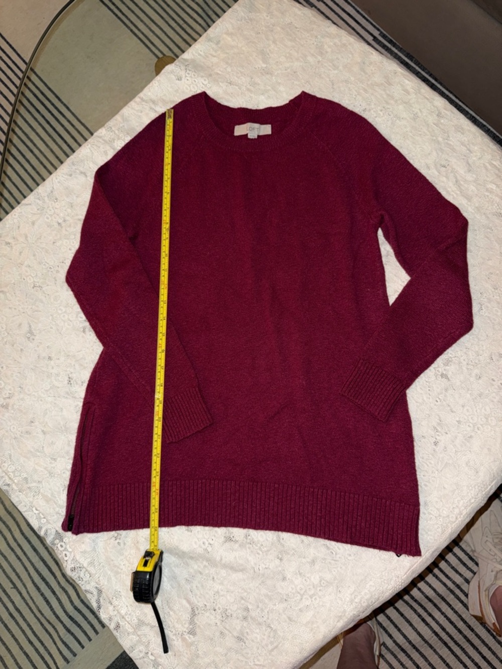 Women’s Crewneck Tunic Sweater - Burgundy